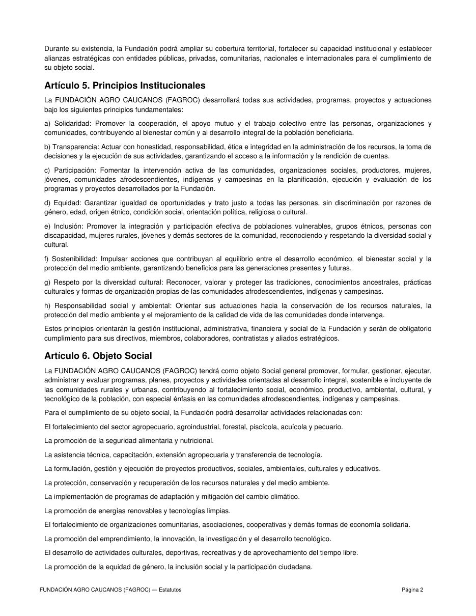 Estatutos FAGROC — página 2 de 21