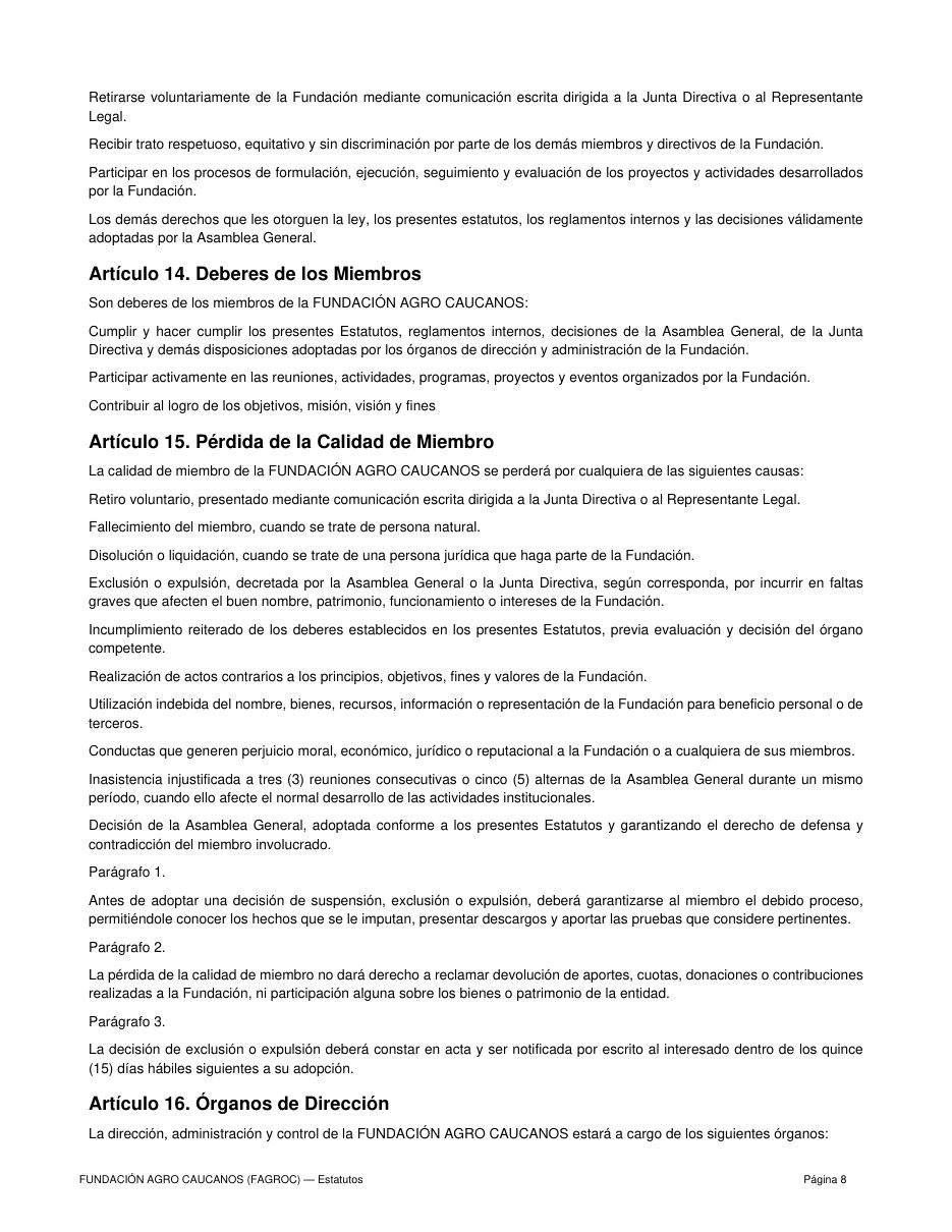 Estatutos FAGROC — página 8 de 21