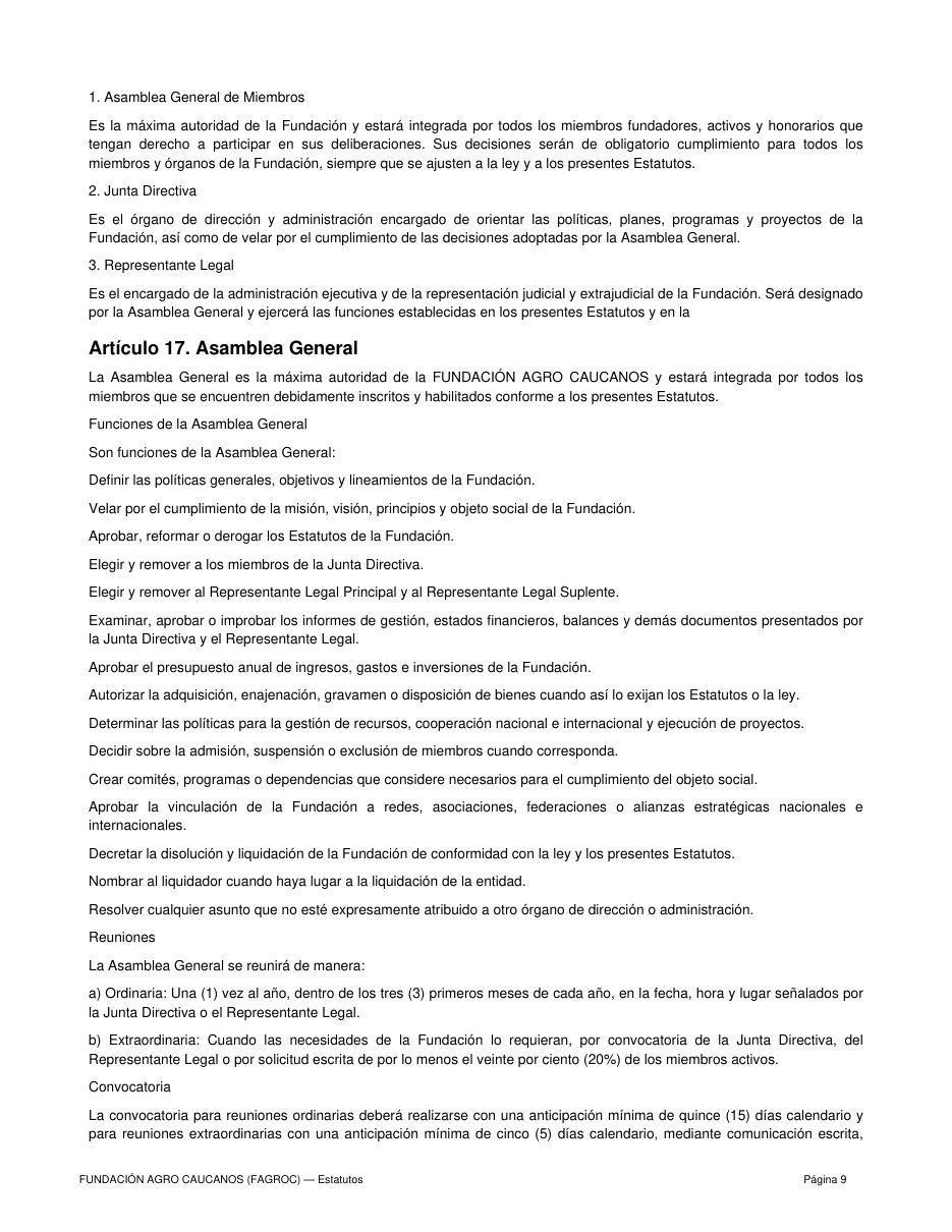 Estatutos FAGROC — página 9 de 21