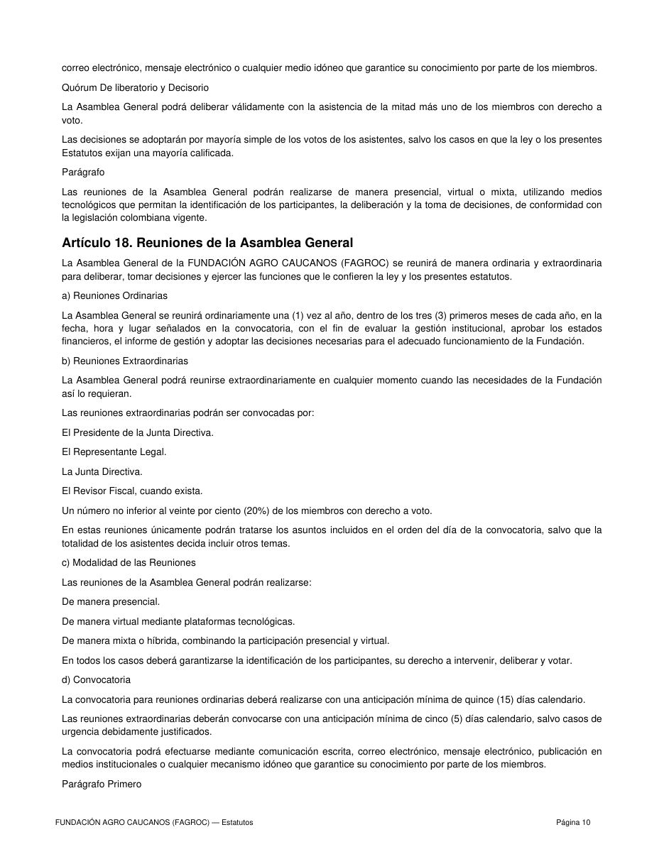 Estatutos FAGROC — página 10 de 21