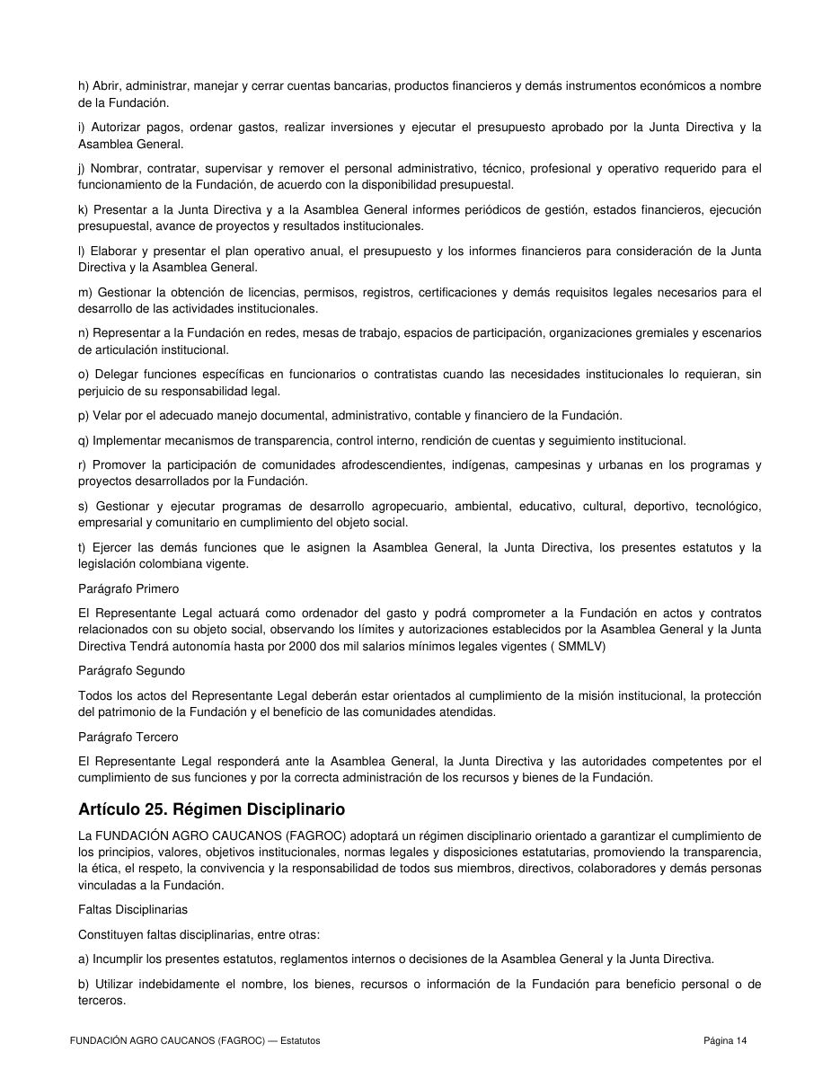Estatutos FAGROC — página 14 de 21