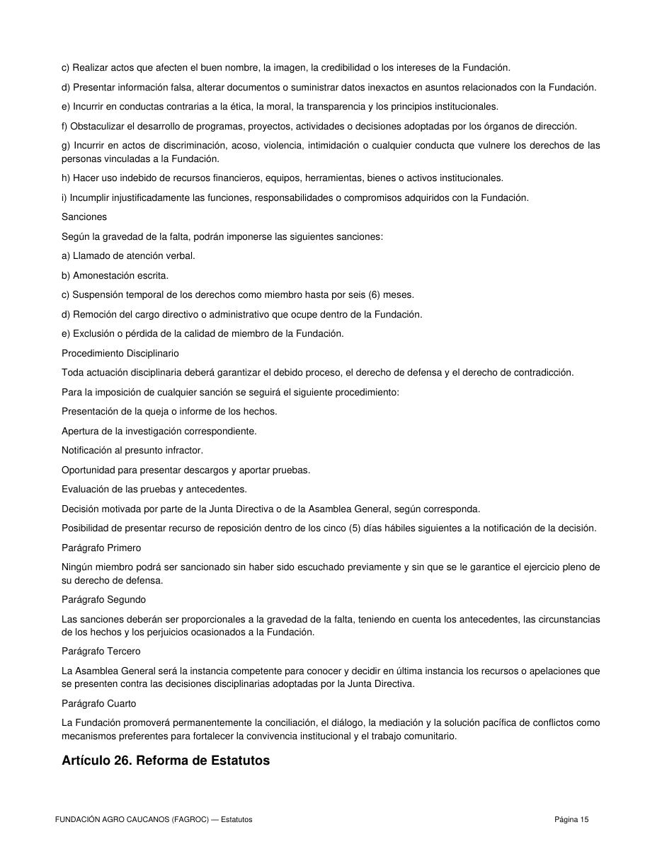 Estatutos FAGROC — página 15 de 21
