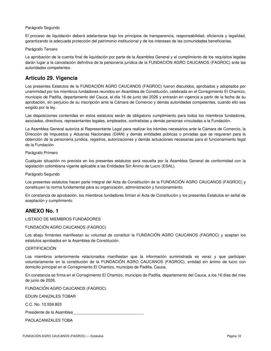 Estatutos FAGROC — página 18 de 21