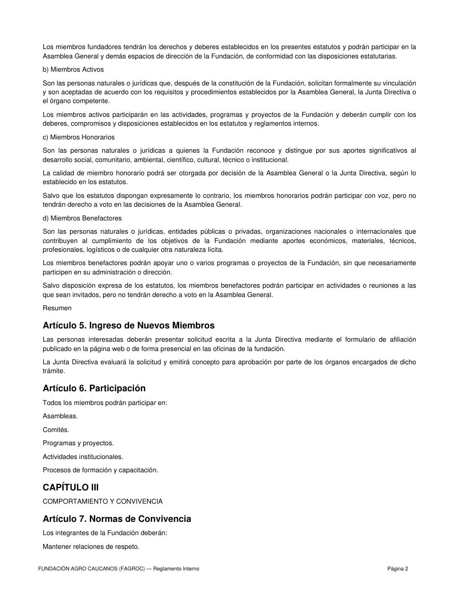 Reglamento Interno FAGROC — página 2 de 10