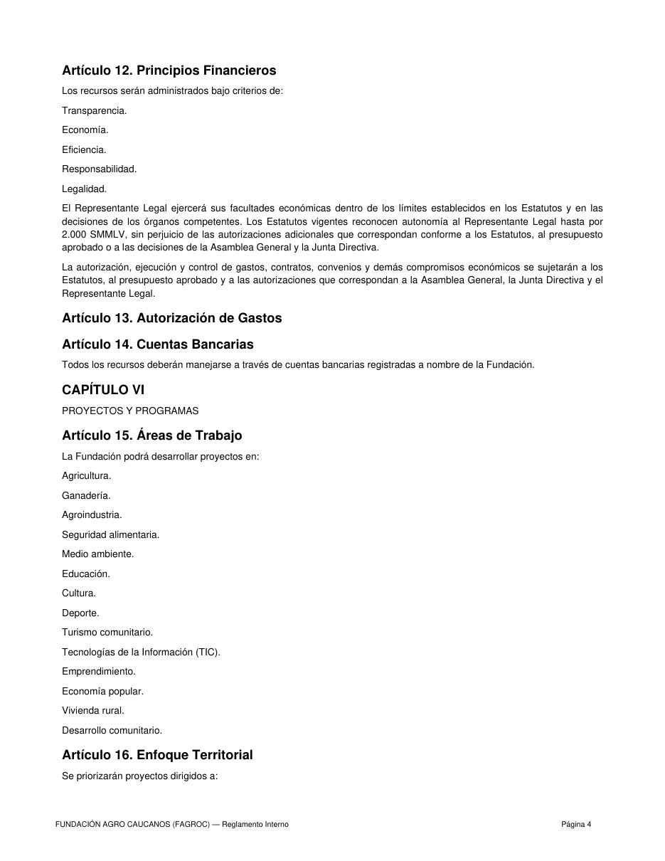 Reglamento Interno FAGROC — página 4 de 10