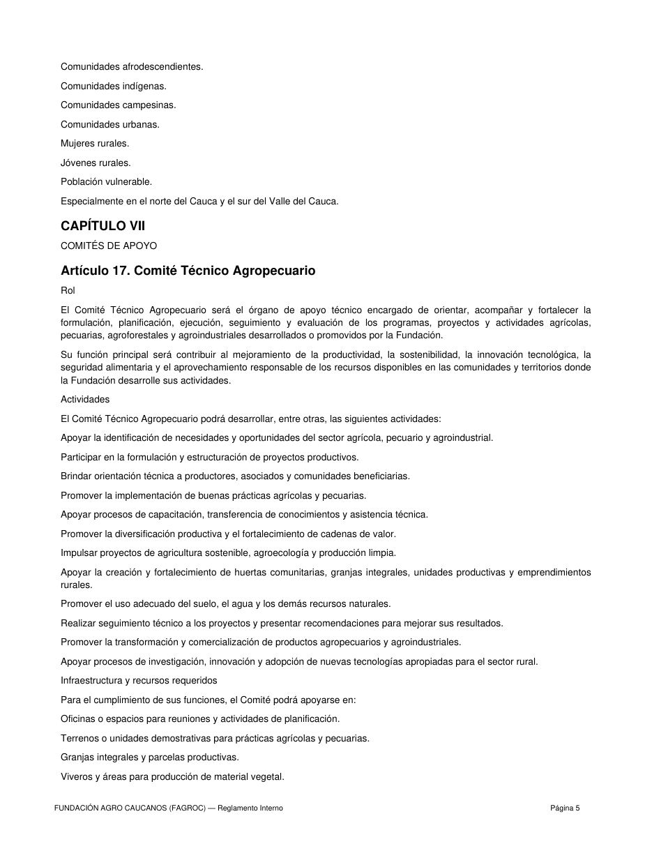 Reglamento Interno FAGROC — página 5 de 10