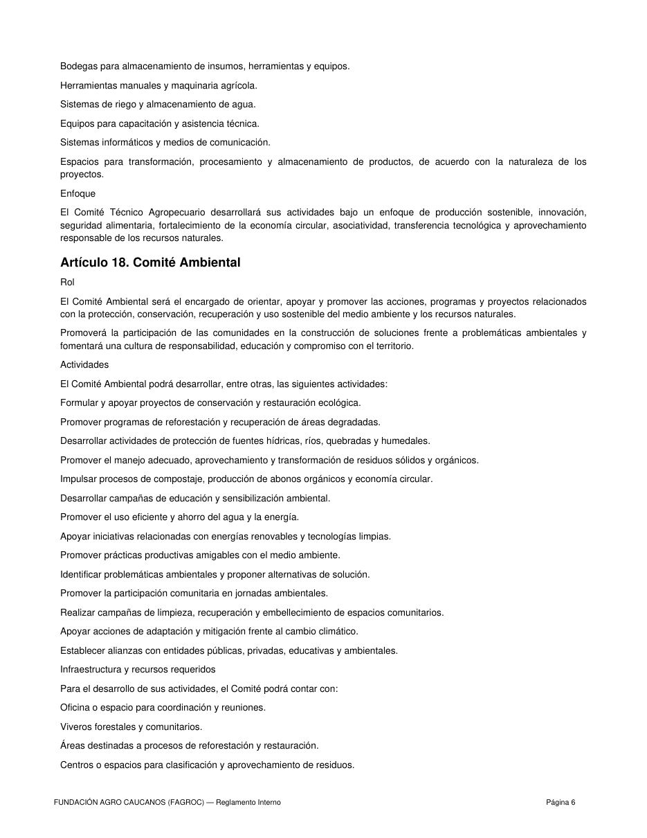 Reglamento Interno FAGROC — página 6 de 10