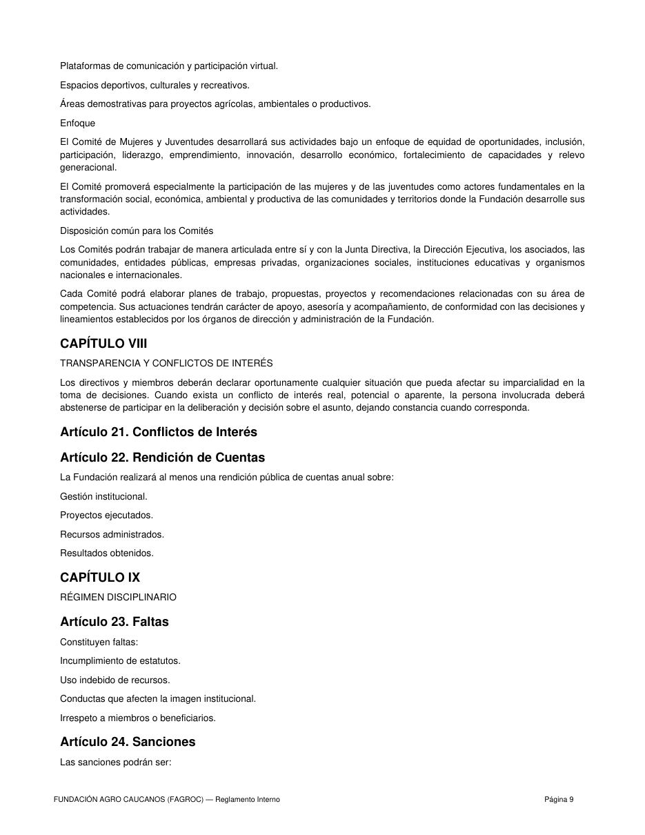 Reglamento Interno FAGROC — página 9 de 10